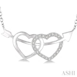 Silver Twin Heart Shape Arrow Diamond Fashion Pendant