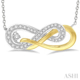 1/5 ctw Round Cut Diamond Infinity Necklace in 14K White and Yellow Gold