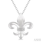 Silver Fleur De Lis Diamond Pendant