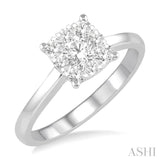 1/2 ctw Round Cut Diamond Square Shape Lovebright Ring in 14K White Gold