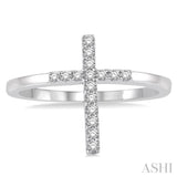 1/6 ctw Cross Charm Petite Round Cut Diamond Ladies Ring in 10K White Gold