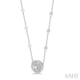 Double Halo Diamond Station Pendant