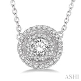 Double Halo Diamond Station Pendant