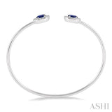 6x4 MM Oval Cut Sapphire & 1/5 ctw Round Cut Diamond Precious Flexi Bangle in 14K White Gold