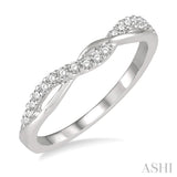 1/5 Ctw Twisted Top Round Cut Diamond Wedding Band in 14K White Gold