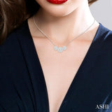 2.00 ctw 3-Stone Lovebright Round Cut Diamond Necklace in 14K White Gold