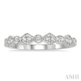 1/10 ctw Fused Diamond and Circular Shape Mount Round Cut Diamond Stack Band in 14K White Gold