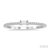 1/6 Ctw Petite Baguette Center Round Cut Diamond Stackable Ring in 14K White Gold