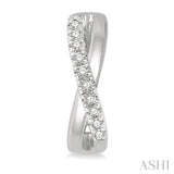 1/10 ctw Split Intersecting Arms Round Cut Diamond Huggie Petite Earrings in 10K White Gold