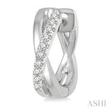 1/10 ctw Split Intersecting Arms Round Cut Diamond Huggie Petite Earrings in 10K White Gold
