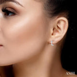 1/10 ctw Split Intersecting Arms Round Cut Diamond Huggie Petite Earrings in 10K White Gold