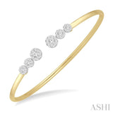 3/4 ctw Round Cut Lovebright Diamond Open Cuff Bangle in 14K Yellow and White Gold