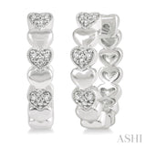 1/20 ctw Mini Hearts Round Cut Diamond Hoop Earring in Sterling Silver