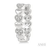 1/20 ctw Mini Hearts Round Cut Diamond Hoop Earring in Sterling Silver
