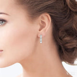 1/20 ctw Mini Hearts Round Cut Diamond Hoop Earring in Sterling Silver