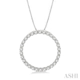 1.00 ctw Round Cut Diamond Circle of Love Pendant with Chain in 14K White Gold