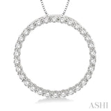 1.00 ctw Round Cut Diamond Circle of Love Pendant with Chain in 14K White Gold