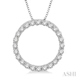 1/2 ctw Circle of Love Round Cut Diamond Pendant With Chain in 14K White Gold