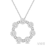 1.00 ctw Lovebright Round Cut Diamond Circle Pendant With Chain in 14K White Gold