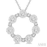 1.00 ctw Lovebright Round Cut Diamond Circle Pendant With Chain in 14K White Gold