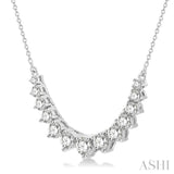 1 Ctw Graduated Round Cut Diamond Smile Necklace in 14K White Gold