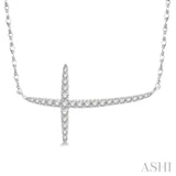 1/6 ctw Cross Round Cut Diamond Necklace in 10K White Gold