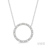 1/2 Ctw Circle Baguette and Round Cut Diamond Pendant in 14K White Gold