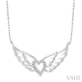 1/8 ctw Angel Wings Heart Round Cut Diamond Necklace in 10K White Gold