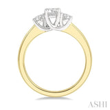 1/2 ctw Round Cut Diamond Three-Stone Ring in 14K Yellow and White Gold