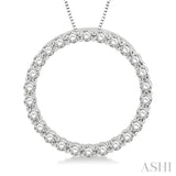 3/4 ctw Circle of Love Round Cut Diamond Pendant With Chain in 14K White Gold