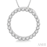 1/4 ctw Circle of Love Round Cut Diamond Pendant With Chain in 14K White Gold