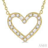 Heart Shape Baguette Diamond Necklace