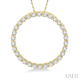 1 Ctw Round Cut Diamond Circle of Love Pendant with Chain in 14K  Yellow Gold