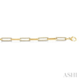 1 Ctw Round Cut Diamond Paperclip Bracelet in 14K Yellow Gold
