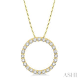 1/2 Ctw Circle of Love Round Cut Diamond Pendant With Chain in 14K Yellow Gold