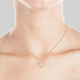 1/4 ctw Oval Shape Window Round Cut Diamond Pendant With Chain in 14K Yellow Gold
