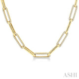 2.00 ctw Round Cut Diamond Paperclip Link Necklace in 14K Yellow Gold