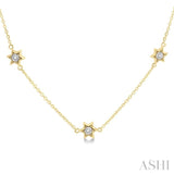 1/10 Ctw Star Round Cut Diamond Station Necklace in 10K Yellow Gold