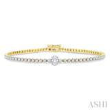 1 1/6 Ctw Oval and Round Cut Diamond Tennis Bracelet in 14K Yellow Gold
