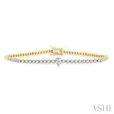 1 Ctw Pear and Round Cut Diamond Tennis Bracelet in 14K Yellow Gold