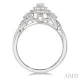 5/8 Ctw Split Twisted Shank Round Cut Diamond Engagement Ring With 1/4 Ct Marquise Cut Center Stone in 14K White Gold