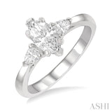 3/4 Ctw Tri-Mount Diamond Engagement Ring With 1/2 Ctw Marquise Cut Center Stone in 14K White Gold