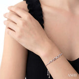 1/20 Ctw Triple Infinity Link Round Cut Diamond Sterling Silver Lariat Bracelet