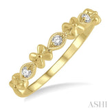 1/10 Ctw Floral and Marquise Link Round Cut Diamond Stackable Fashion Band in 10K Yellow Gold