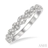 1/4 Ctw Entwined Open Center Round Cut Diamond Stackable Twist Band in 14K White Gold