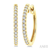 1/5 Ctw Round Cut Diamond Hoop Earrings in 10K Yellow Gold