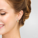 1/3 ctw Twin Row Round Cut Diamond Petite Fashion Huggie Earrings in 14K Yellow Gold
