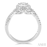 1/2 ctw Oval Cut Diamond Ladies Engagement Ring with 1/3 ct Oval Cut Center Stone in 14K White Gold