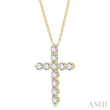 4 ctw Round Cut Diamond Cross Pendant in 14K Yellow Gold with Chain