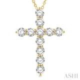 4 ctw Round Cut Diamond Cross Pendant in 14K Yellow Gold with Chain